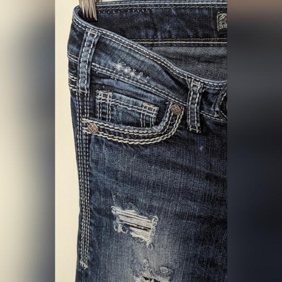 Sliver Jeans Women's Tuesday Straight Distressed Denm Jeans Size W25/L32 - Picture 3 of 10